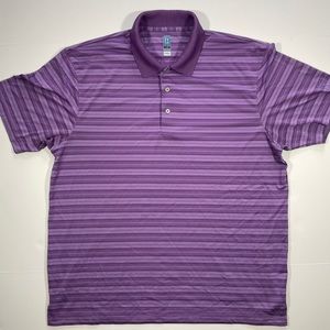 PGA Tour Golf Men’s Airflux Purple Striped Short Sleeve Polo Shirt - Size XXL